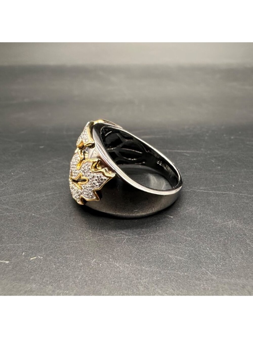 Leaf Botanical Ring Size 8 Sterling Silver Rhodium 18K Gold Vermeil Statement - Picture 4 of 11